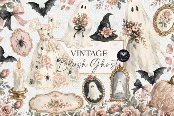 Download Vintage Ghost Halloween Clipart - Premium Bundle
