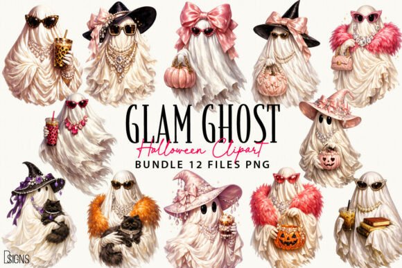 Download Glam Ghost Halloween Clipart Bundle PNG - Premium Bundle