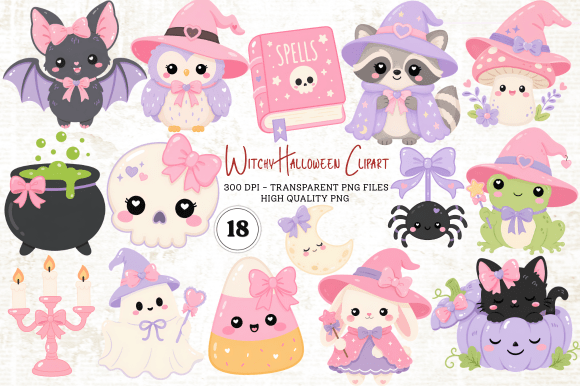 Download Witchy Halloween Clipart PNG - Premium Bundle