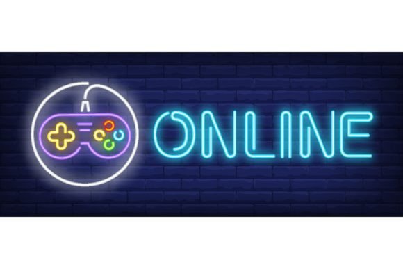 Download Online Neon Text and Gamepad with Cable - Premium Resources